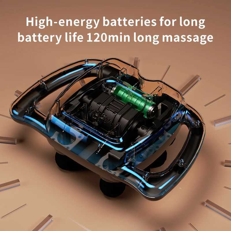 Fascia Gun Muscle Massager Gun 6 head High Frequency Neck Shoulder Waist Massage Machine Professional Fascia Massage GunW250916