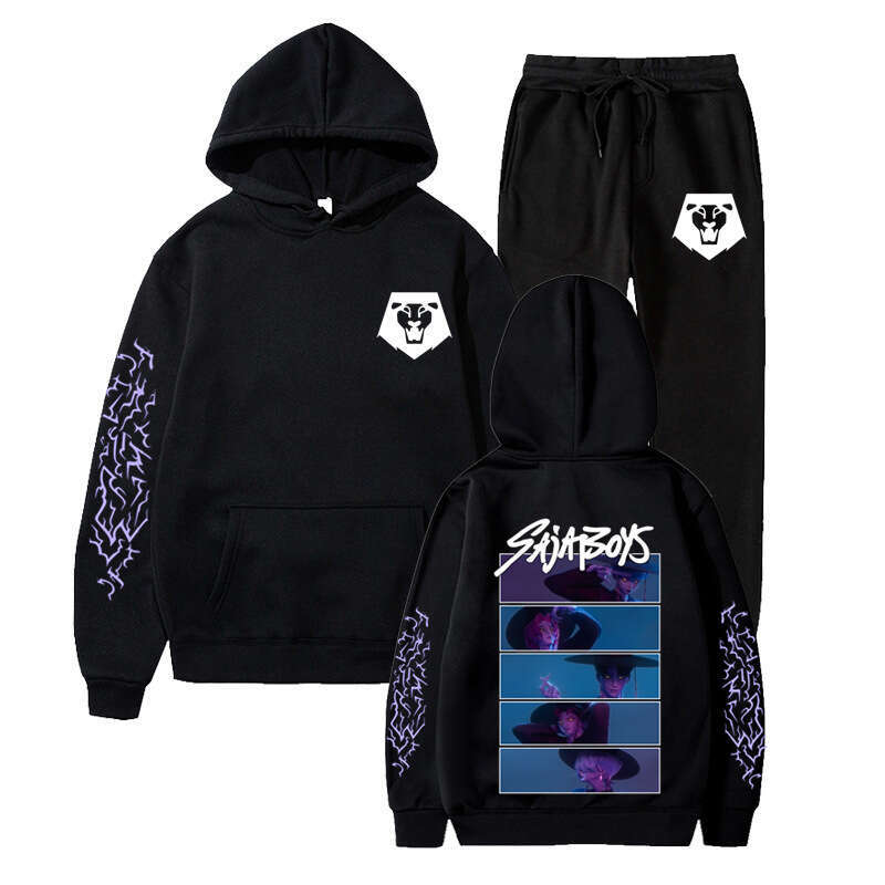 2025 Kpop Demon Slayer Boy Group Sa Boys Hooded Loose Fit Unisex Casual Sports Sweatshirt Set