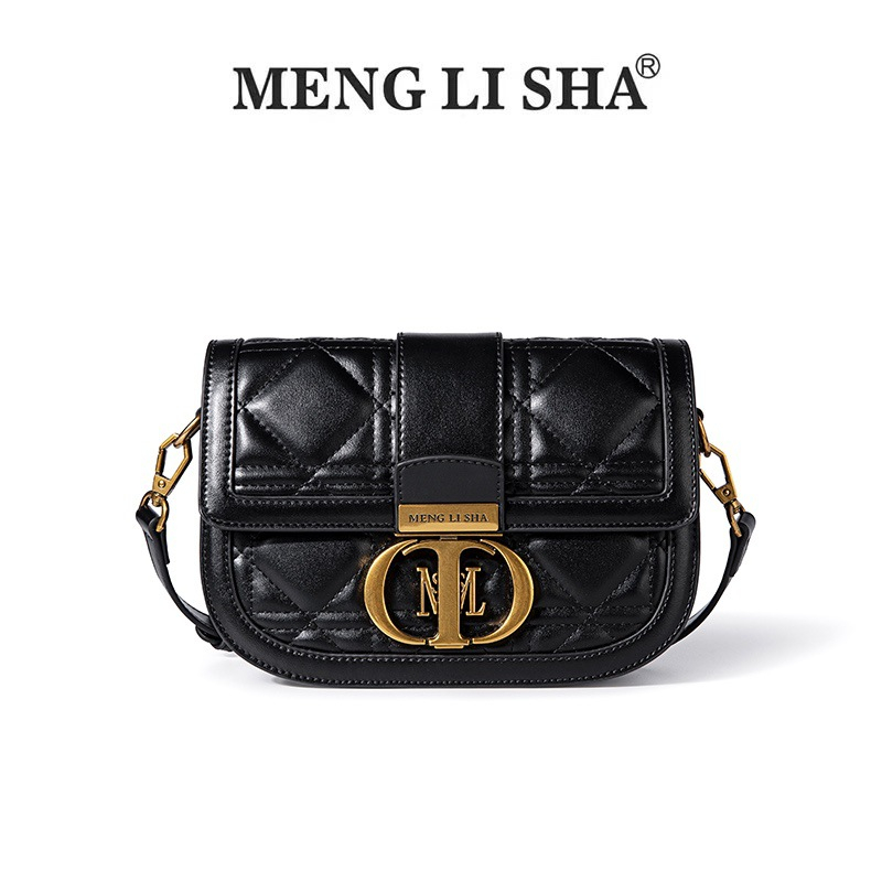 MENG LI SHA designer bag Light luxury high quality vintage New Casual Handbag Trendy Commuter Versatile Saddle Bag