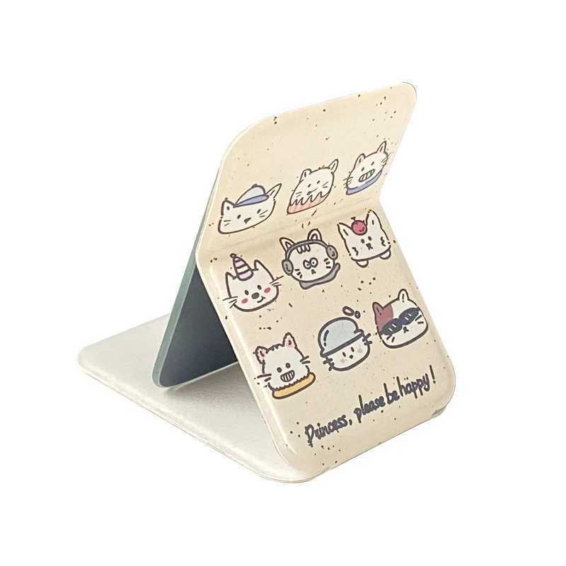 Desktop Makeup Mirror Solid Color PU Leather Simple Portable Handheld Makeup Mirror Foldable Student Compact Cute Pocket Mirror Y2509161