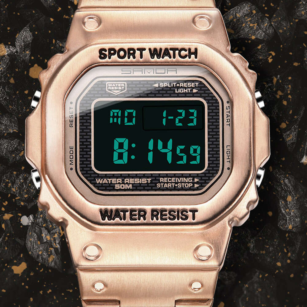 DHwatches Sanda Hot-Selling Fashion Trend Men's Business Outdoor Sports Personality Square Single Display Electronic Watch