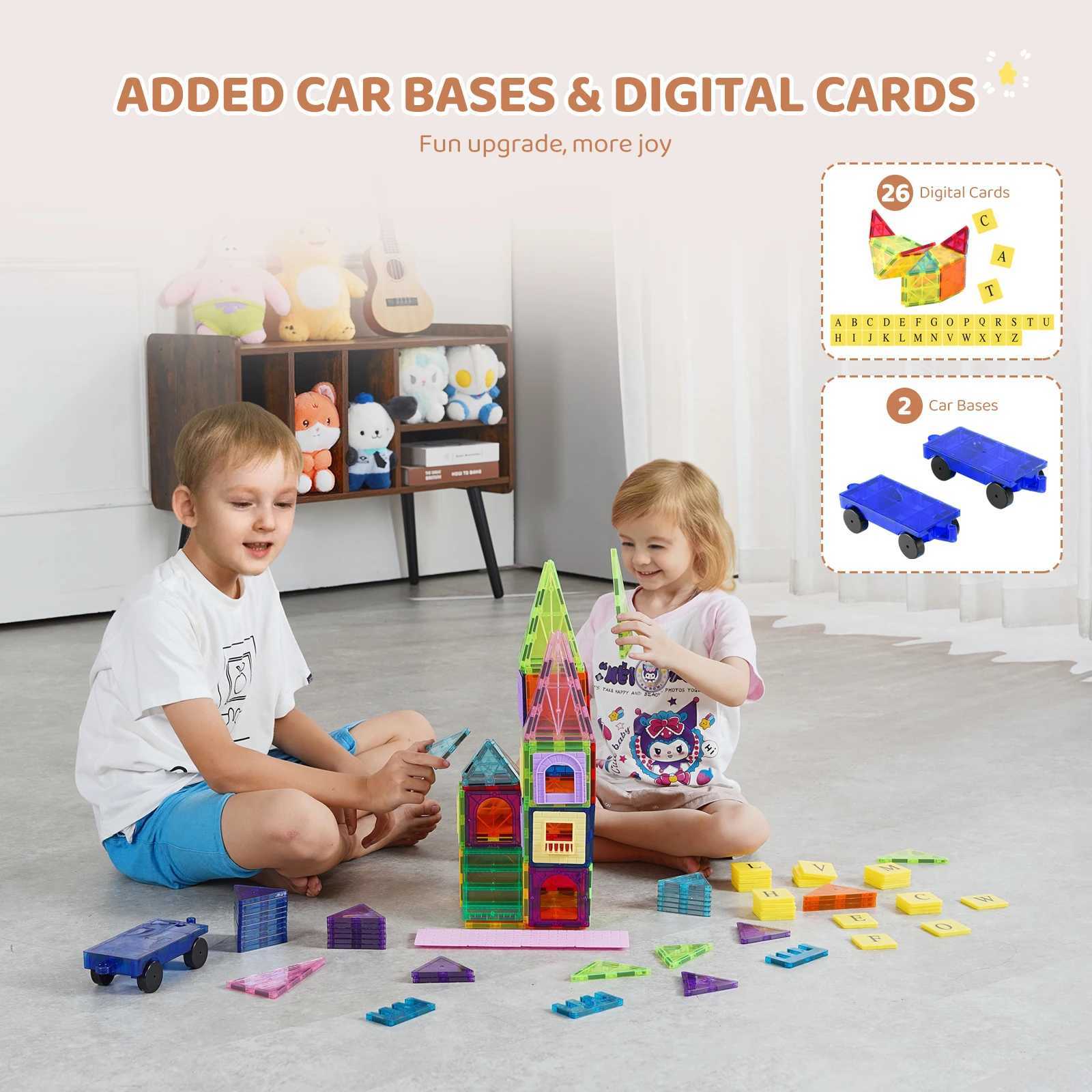 SucceBuy 121PCS Magnetic Building Blocks Set Construction Puzzle Magnetic Sheet Tiles Boys Girls Children Montessori Toys Gifts C250916