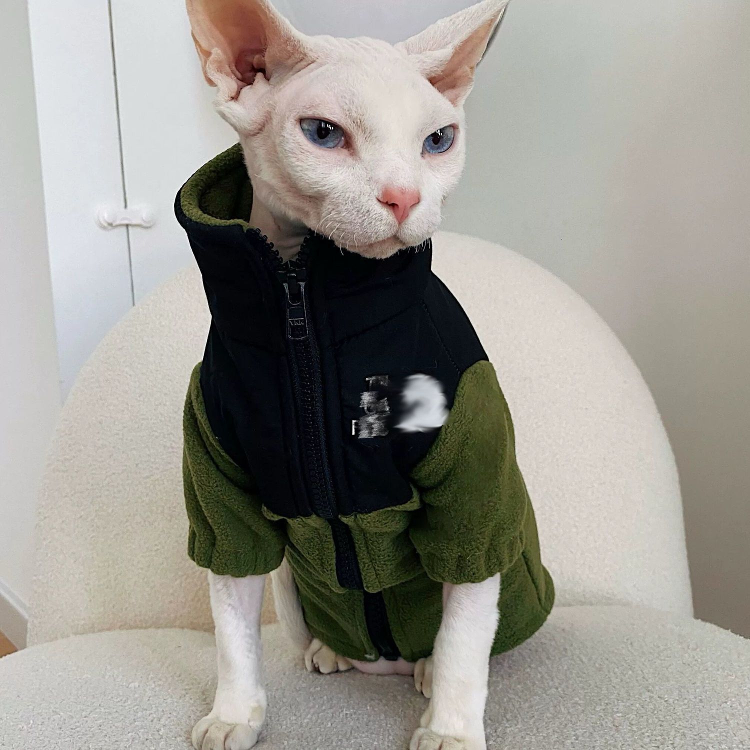Sphynx Devon Rex Hairless Cat Trendy Winter Fleece Warm Sweatshirt Coat Pet Dog Clothes