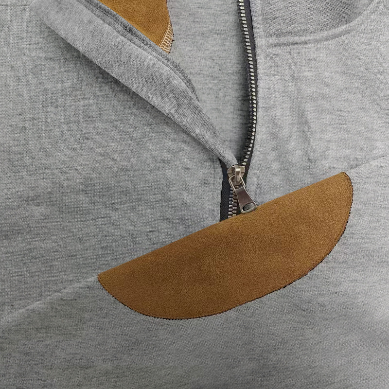 Men Contrast Patchwork Sweatshirt Mens Hoodies Casual Loose Long Sleeve Sweatshirts Autumn Male Button Stand Collar Tops European Size S-3XL