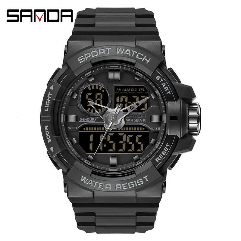 DHgargets Sanda New Style Personality Casual Men's Electronic Multi-Functional Trendy Cool Watch Outdoor Sports Waterproof Wristwatch