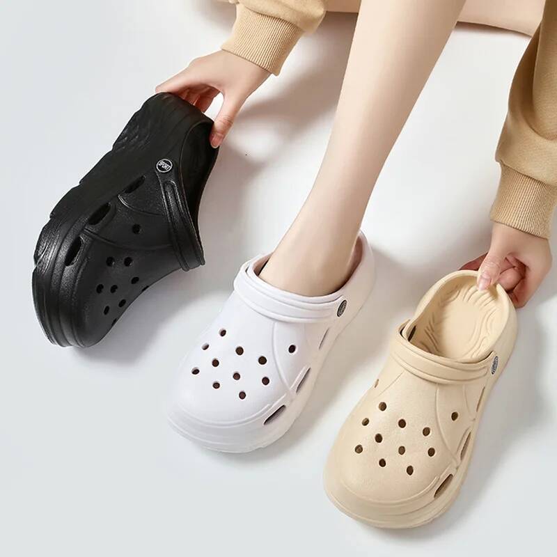 Women's Fashion Platform Summer 2025 Thick Sole Soft Eva Clogs Garden Shoes for Women Hollow Out Non Slip Beach Sandals ddmymonkey