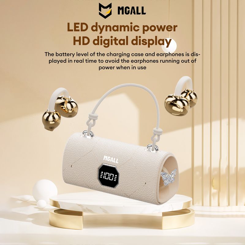 MGALL Bluetooth Earphones Stylish Luxury Handbag Design Featuring Butterfly-Shaped Earrings Wireless Bluetooth Clip-On Headset X22 HD Call Earbuds