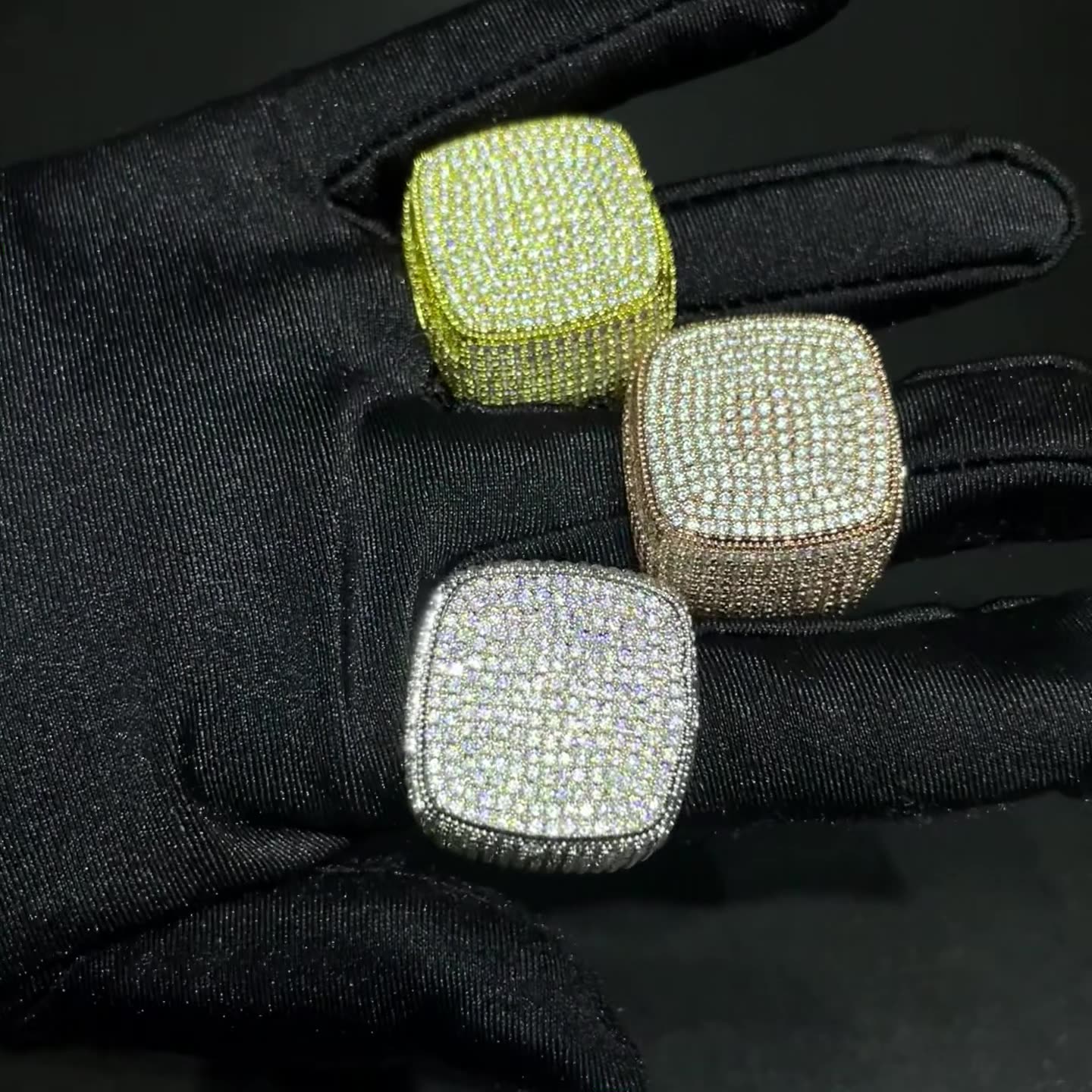 designer ring rings designer for women gold ring Hot selling Hip Hop Style Ring Featuring 5A Zirconia Full-Diamond Square Ring with Bold 3D