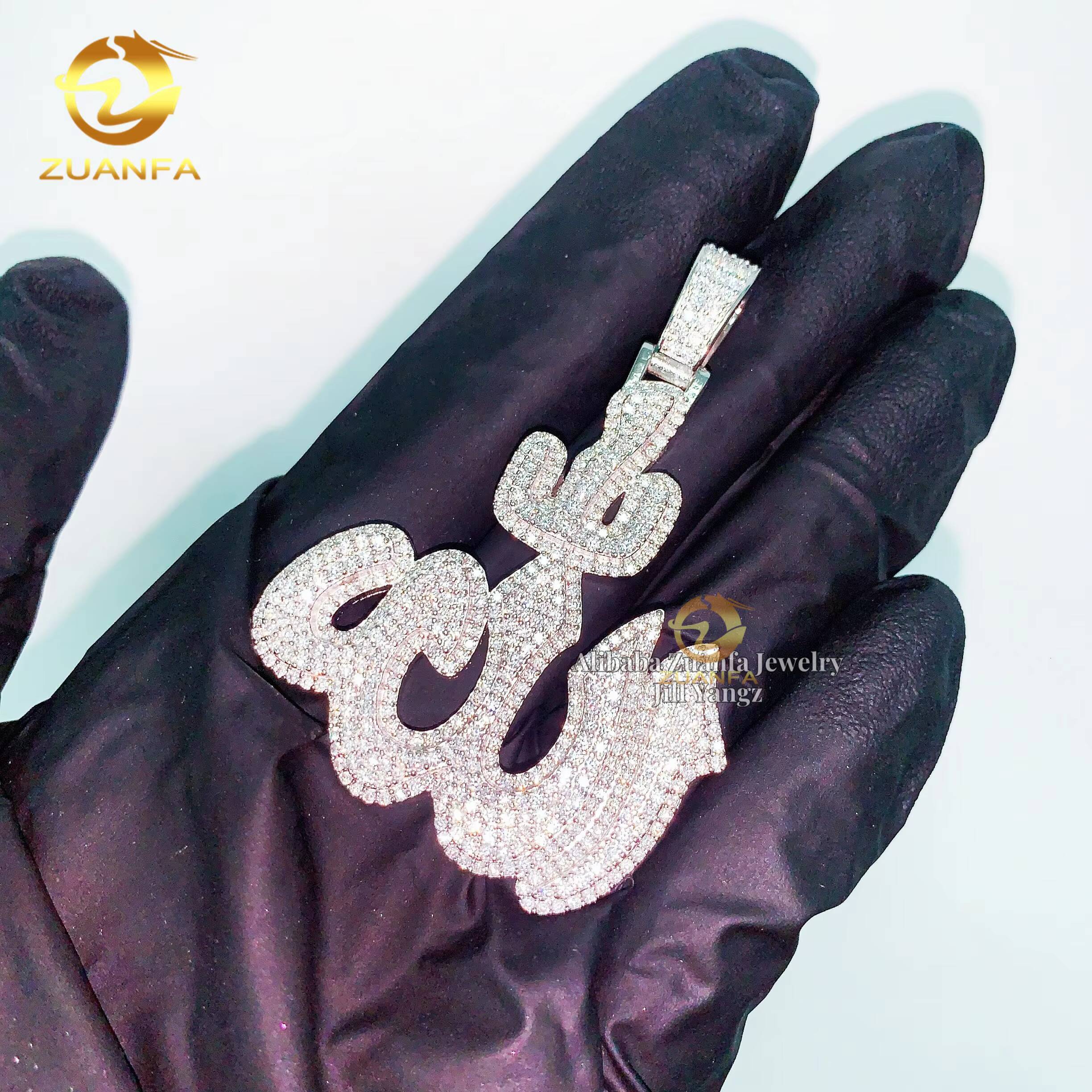 Religious Jewelry Protection Allah Pendant Moissanite Pendants Baguette Iced Out Jewelry Custom Moissanite Pendant