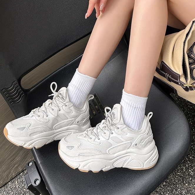 Mirinda Men's & Women's Shoes 2025 Autumn Genuine Leather Mesh Sneakers Thick-Soled Dad Shoes Breathable Height-Increasing Casual Sports Foo