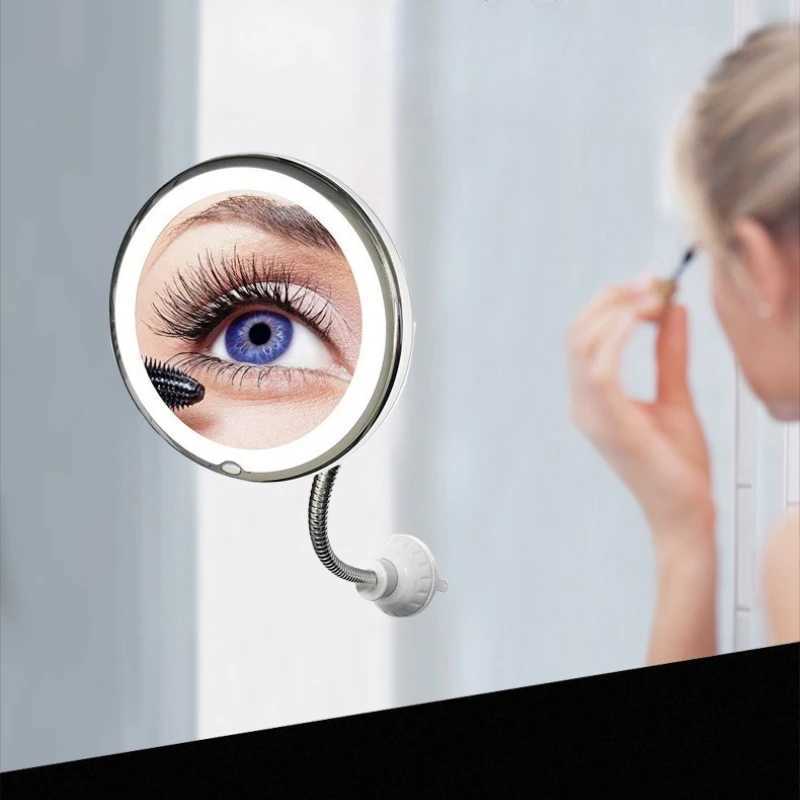 Magnifying Bathroom LED Lighted Makeup Mirror Gooseneck 68 10x Magnification Vanity Mirror with Suction Cup C250916