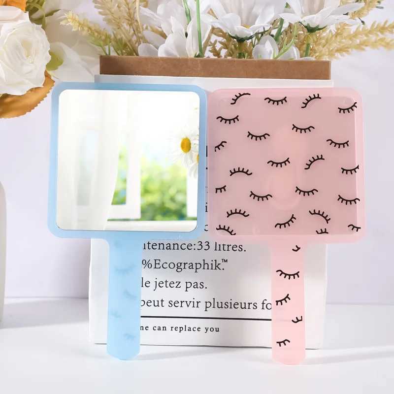 Square Handheld Eyelash Extension Makeup Vanity Mirror Student Bathroom Handle Hand Mirror SPA Salon Compact Mirrors Portable C250916
