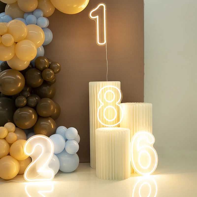 Numbers Neon Sign Birthday Acrylic Lights 0 to 9 with Switch for Wedding Party Business Beauty Salon Wall Decor Y250916