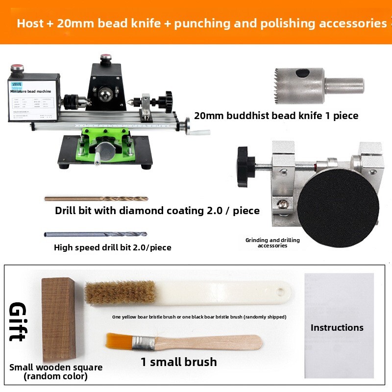 Buddha Lathe Grinding Polishing Cutting Round Hole Punching Pagoda Wooden Bead hine Mini DIY Woodworking