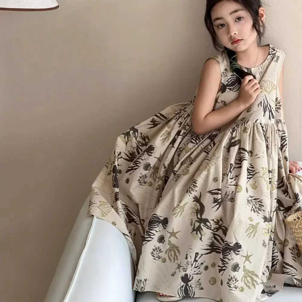 Girls Casual Dresses Floral Print Sleeveless Dress Flower Girl Dresses Kids Clothes for Girls 3 To 7 Years Toddler Girl Clothes C250916