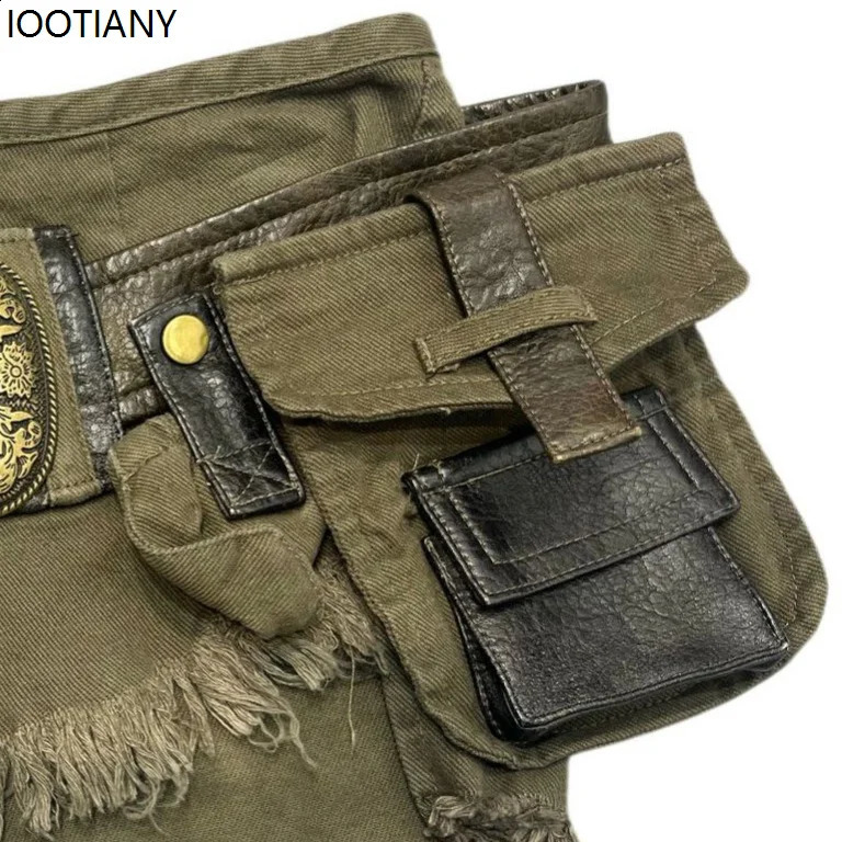 Summer Womens Y2k Street Fashion Gyaru Workwear Denim Shorts Japanese Harajuku Denim Pants Cyberpunk Outfit 250916