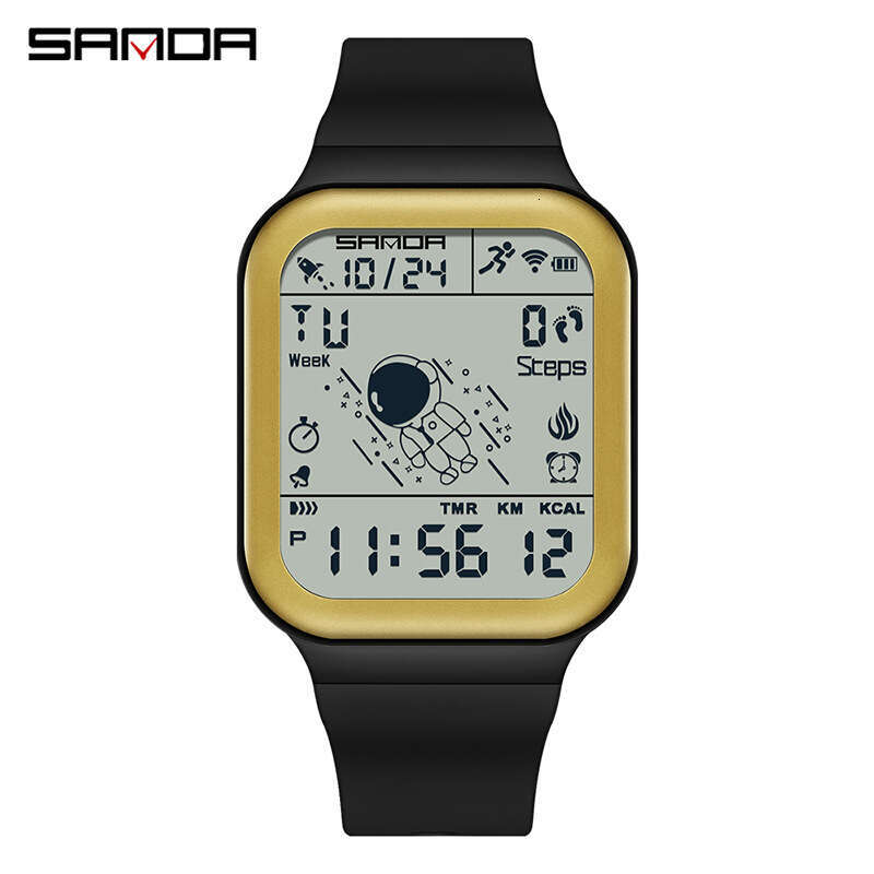 DHgargets Sanda Step Counter Calorie Electronic Outdoor Sports Waterproof Personalized Astronaut Student Watch