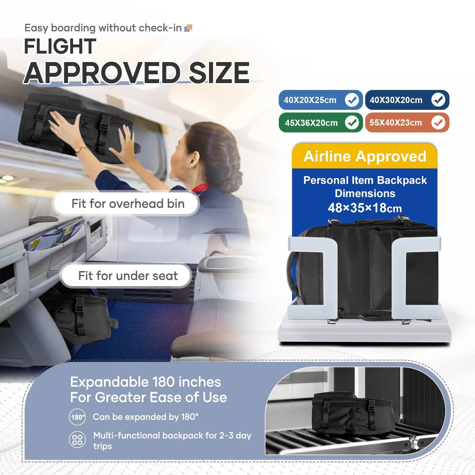 Travel Airbag 43x29x15 Cabin Bag Airplane, Ryanair 40x25x20 Electric Air Vacuum Hand Lage, Durable Backpack high-quality