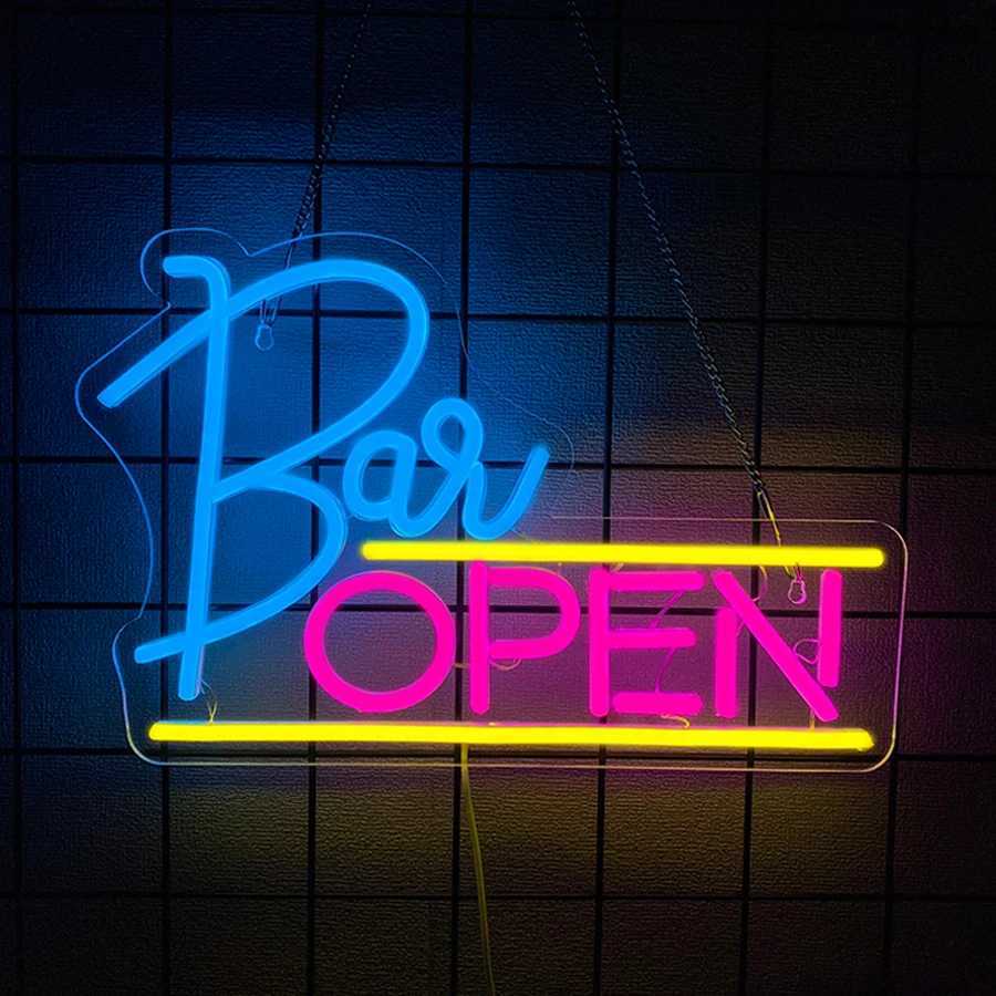 Bar Open Neon Sign For Wall DecorLed Neon Light For Beer BarHome PubMan Cave DecorStoresHotel PartyRestaurantUSB Powered Y250916