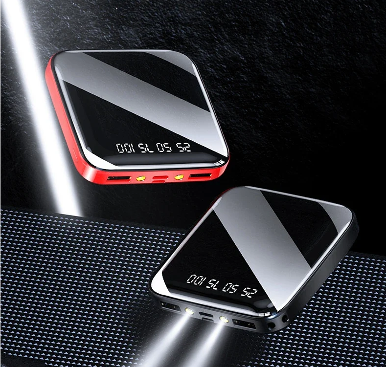 20000mAh LED Digital Display Portable Mini Power Bank Mirror Screen Powerbank External Battery Pack Powerbank For Mobile Phones