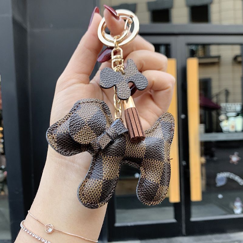 Bestseller Key Car Puppy Creative Keychain Female Internet Celebrity High-end Bag Pendant Leather Personalized Couple ddmytues