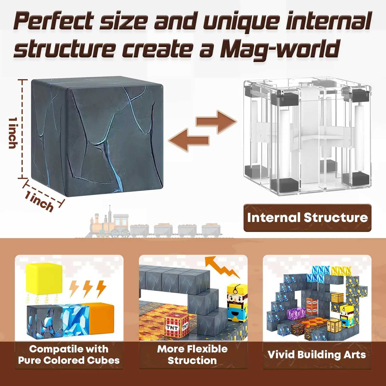 Magnetic Blocks Magnet Tiles Toys Magnetic Building Blocks Cubes Stacking Magnets for Kids Birthday Gifts for Boys and Girls C250916