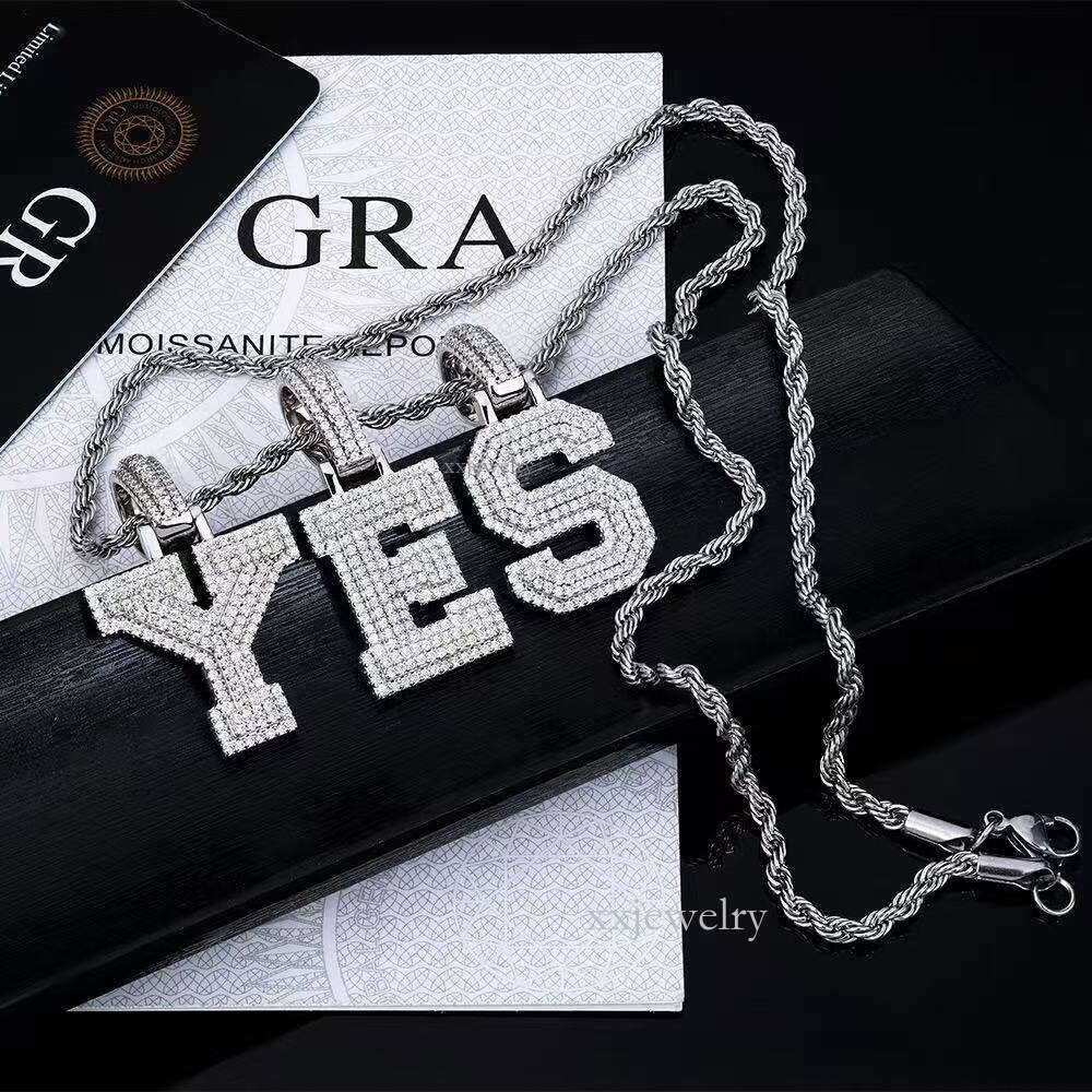 Pure Sier Ice Chihui Stone A-Z Lead Letter Pendant Men's Hip-Hop Boutique Jewelry