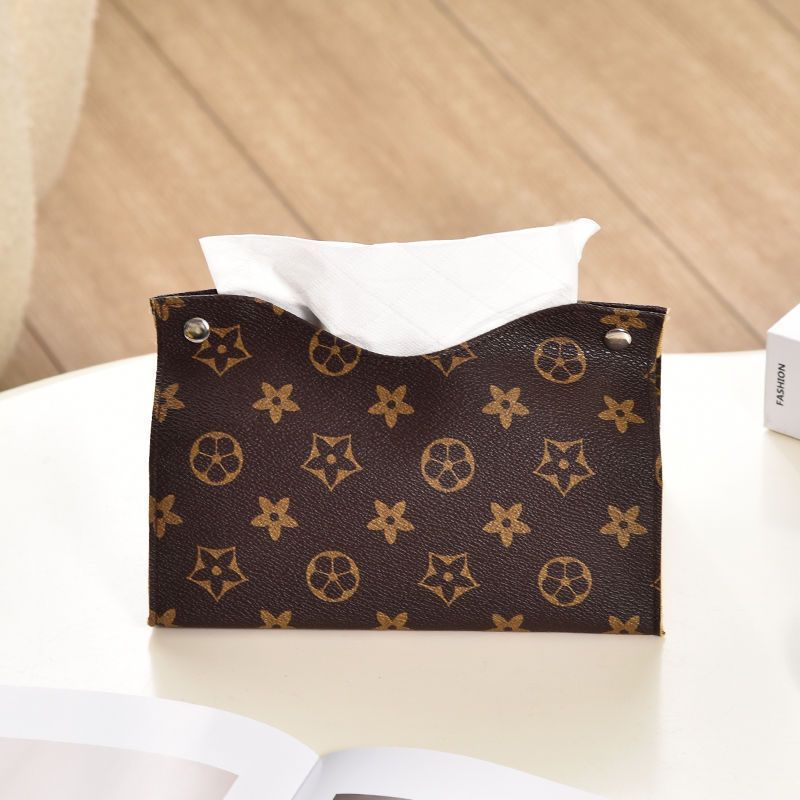 Designer Luxury Retro Furniture Tissue Box PU Leather Napkin Holder Desktop Bedroom Coffee Table Paper Drawer Leather Car Universal Organizer Classic 