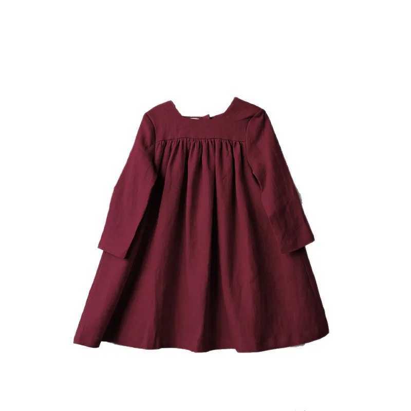 28Y Baby Girls Dress New Autumn Solid Color Soft Toddler Kids Long Sleeves Princess Dress Korean Children Girls Casual Dress C250916