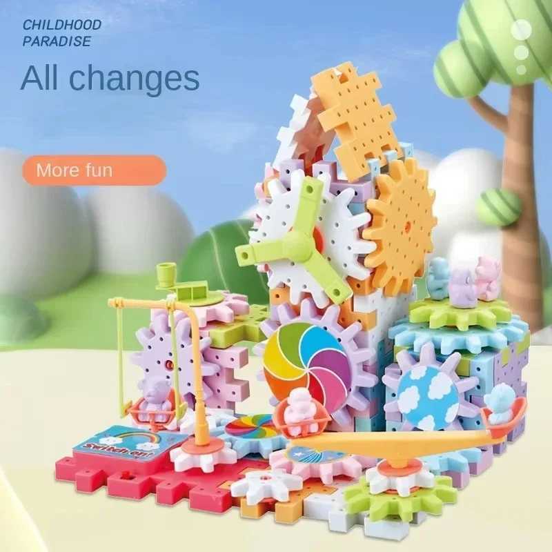 3D Puzzle Electric Gears Model Building Kits Plastic Brick Blocks Educational Toys for Kids Children Gear Blocks Building Toys C250916