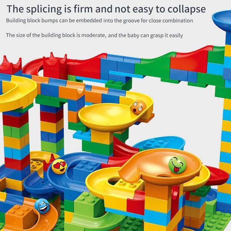 Marble Race Run Blocks Maze Ball Track Building Blocks Children Multifunctional DIY Assembly Ball Model Block Track Block Toys C250916