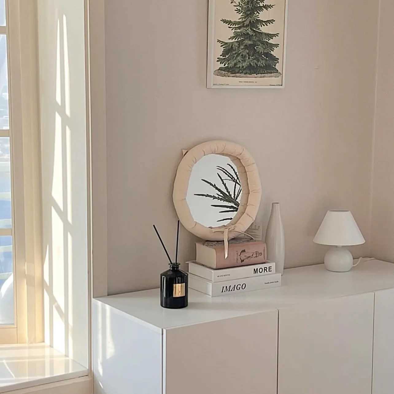 1pc Unique and Atypical Photo Props Decorative Mirror Designer Creative Wall Hanging Cotton Fabric Mirror Simple Pure Color Home C250916