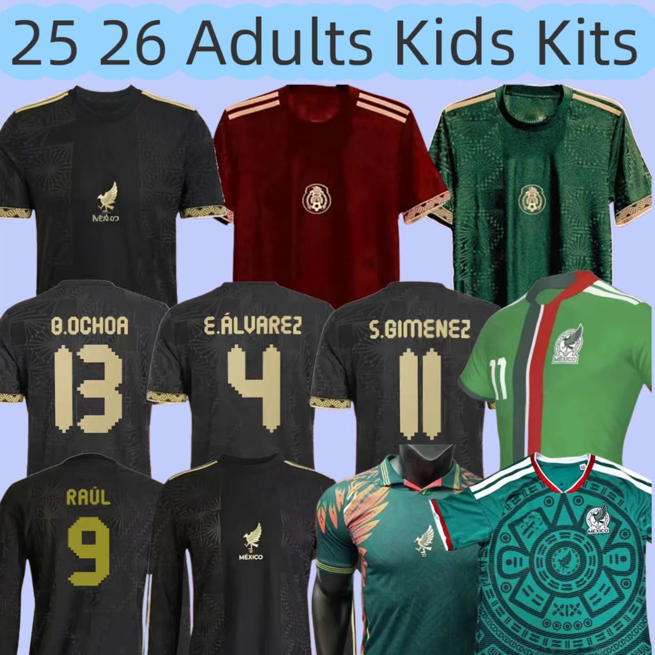 25 26 MMexicos LoZaNO DOsS SaNToS soccer Jersey Adult Kids Kits football jersey