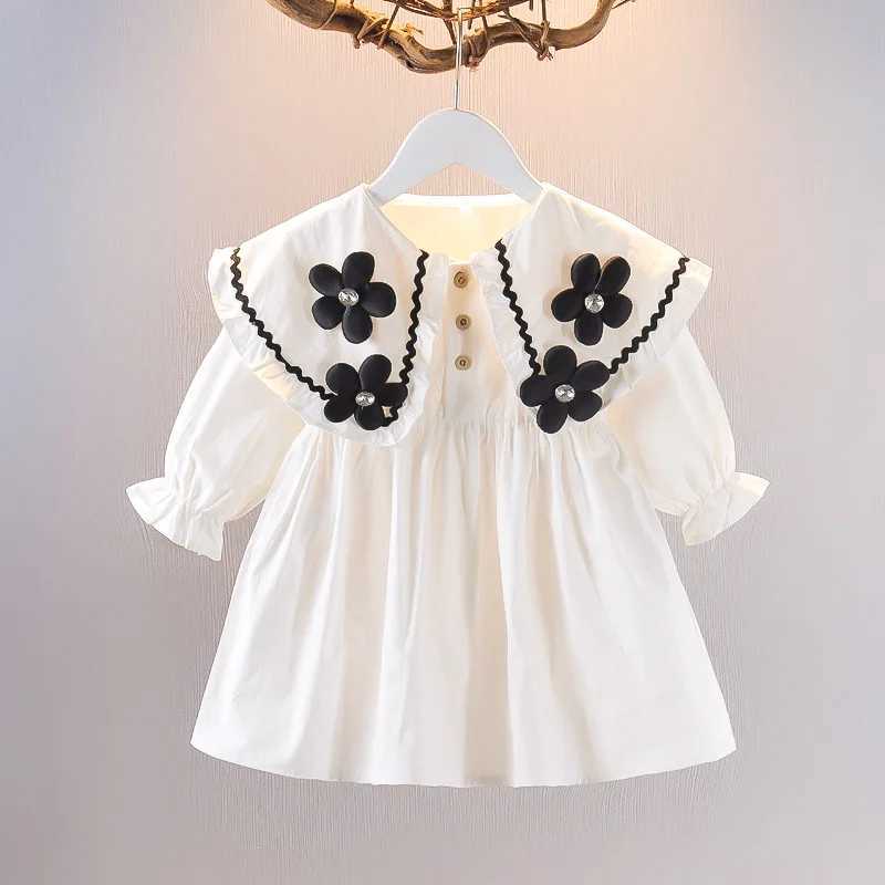 Childrens Korean version Dress Spring and Autumn Fashion Girls Pure Cotton Flower Doll Neck Dress Infant Princess Dress 04Y C250916