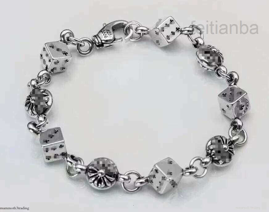 Designer Jewelry Fashion Cross Bangles Designer Chrome Bracelets Thai Silver Classic Unisex Bracelet Vintage Cross Dice Detail Men Accessory a0