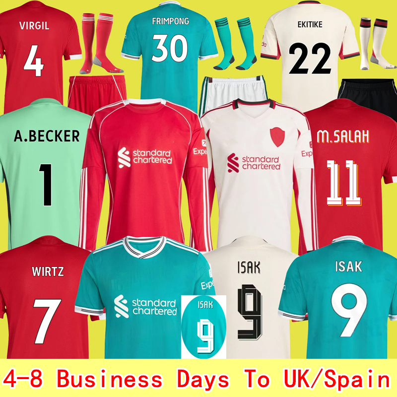 25 26 ISAK Salah iverpoljersey SZOBOSZAI AISTER EKITIKE WIRTZ Soccer Jerseys Home Away 3Rd A.BECKER DIOGO J. Child Men Women ong Sleeve Football Kit 3X b9
