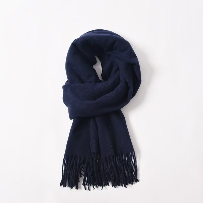 K1926 Japanese literary cotton and linen scarf women's autumn and winter all-match simple solid color long thin neck scarf
