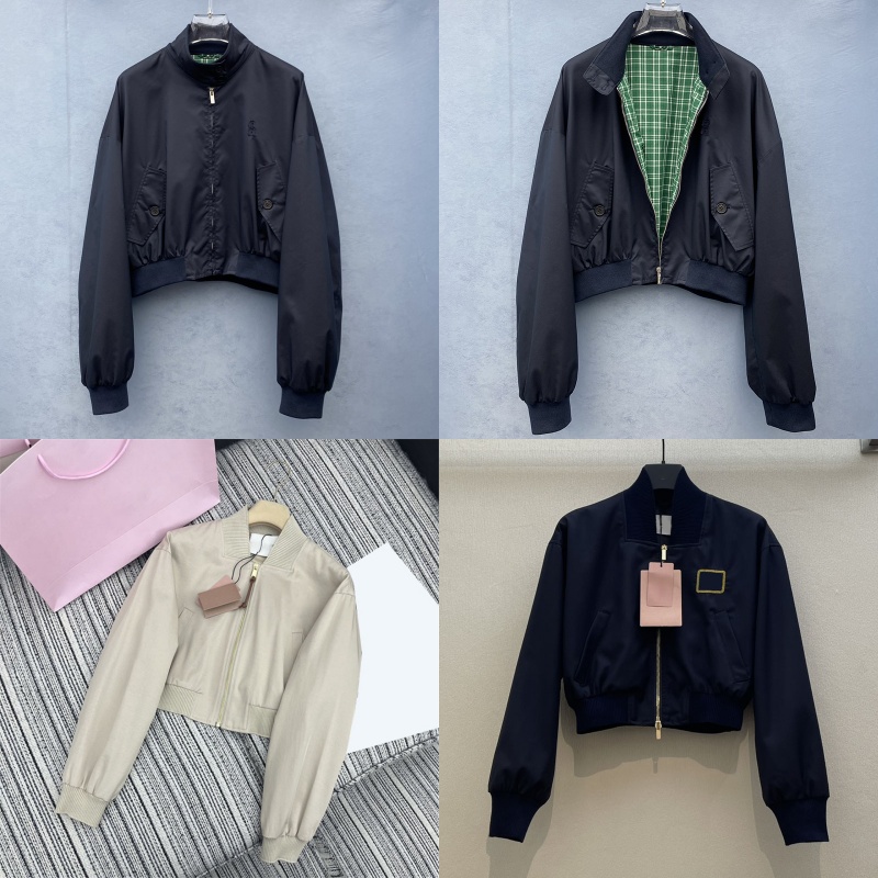 Letters Cropped Blouson Jacket Women Designer Luxury Long Sleeve Coat Casual Daily Zipper Jackets