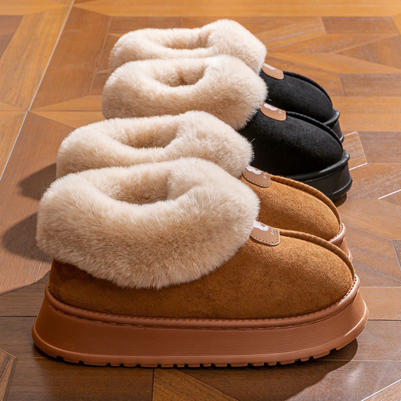Cotton slippers for women winter snow boots home and indoor warmth with plush thick sole couple men 250915