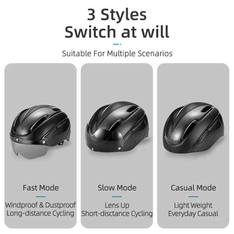 ROCKBROS Bicycle Helmet Aero Cycling Helmet Integrallymolded Bike Helmet Men Women Goggles Lens MTB Road Cycling Equipment J250916