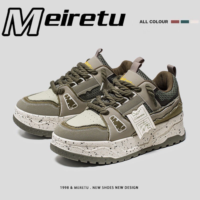 MeiReTu free shipping Running Shoes classic autumn thick soled trendy shoes vintage comfortable breathable height increasing casual sports sneakers