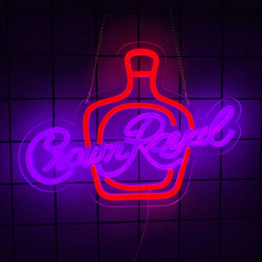 Buffalo Whiskey Neon Sign for Wall Decor JamesonMaker MarkCrown Canadian Whiskey Signs for Man Cave Pub Bistro Party Decor Y250916