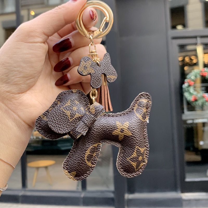 Bestseller Key Car Puppy Creative Keychain Female Internet Celebrity High-end Bag Pendant Leather Personalized Couple ddmytues