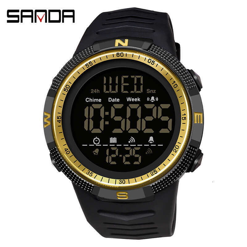 DHgargets Sanda 6014 Electronic Men's Single Display Fashion Trendy Middle School Student Wristwatch Luminous Waterproof Watch