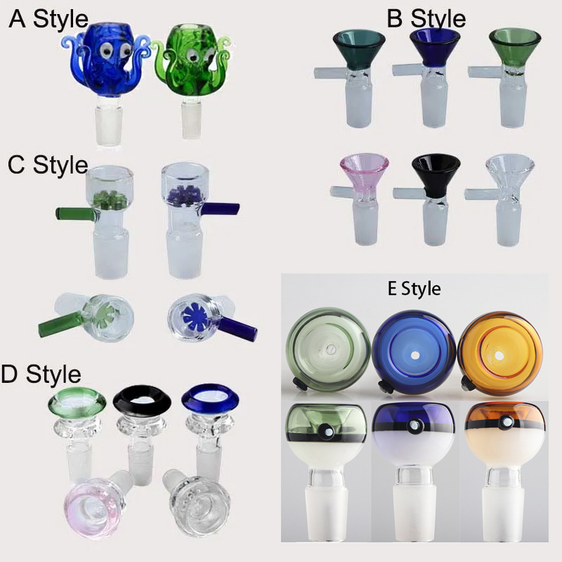 Hookah Accessories 5 Styles Glass Bowls 14mm 18mm Male For Water Bongs Pipes