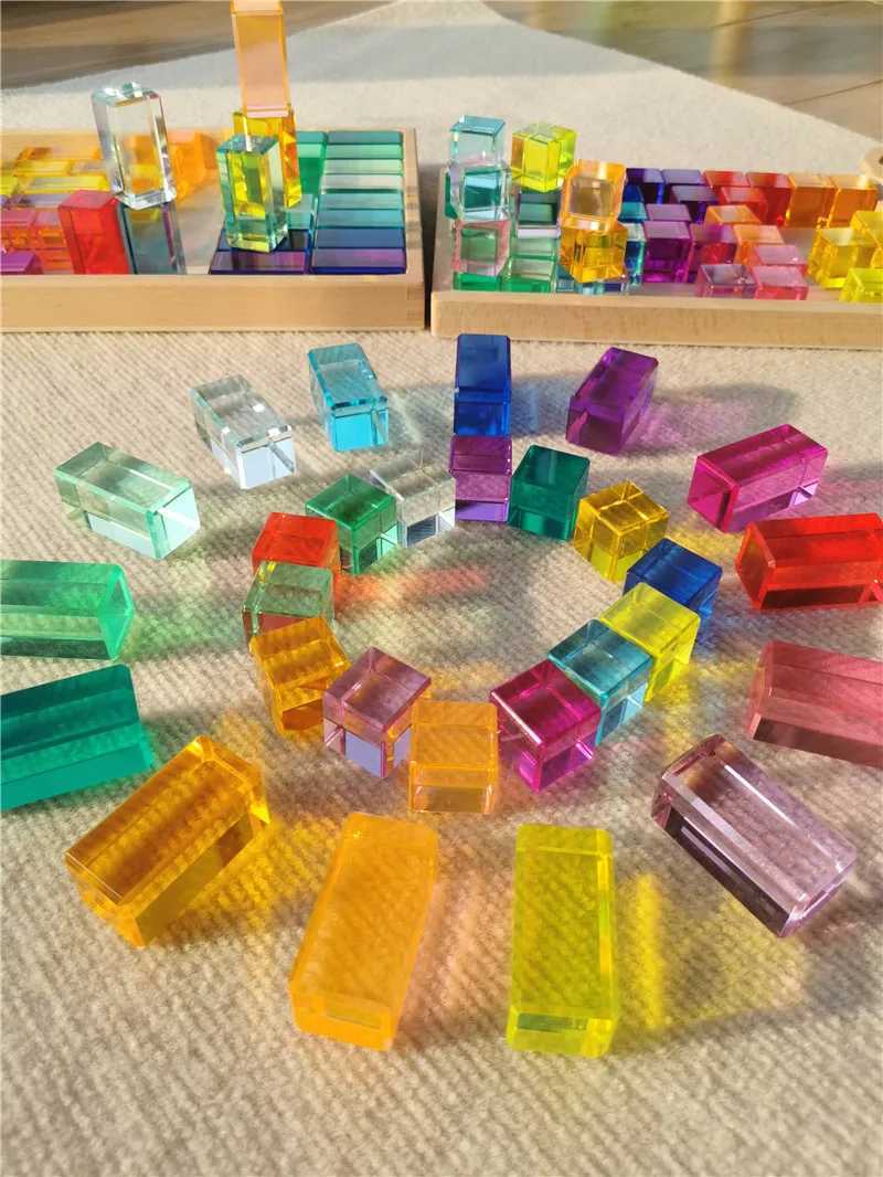 New Design Montessori Toys See Through Rainbow Lucite Stacking Blocks Acrylic HighTransparent for Kids Open Play C250916