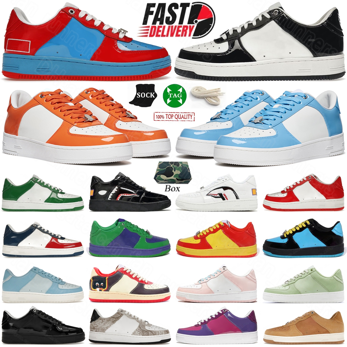 With box Designer Shoes Mens Platform Sneakers Womens Sports Trainers Low Black White Gum Camo Patent Leather Camouflage Skateboarding Jogging Des Chaussures