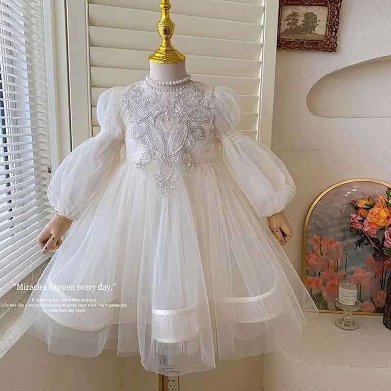Girls Princess Mesh Dress New Children Puffy Gown Kids Autumn Birthday Party Tulle Vestidos Girl Fashion Longsleeve Clothing C250916