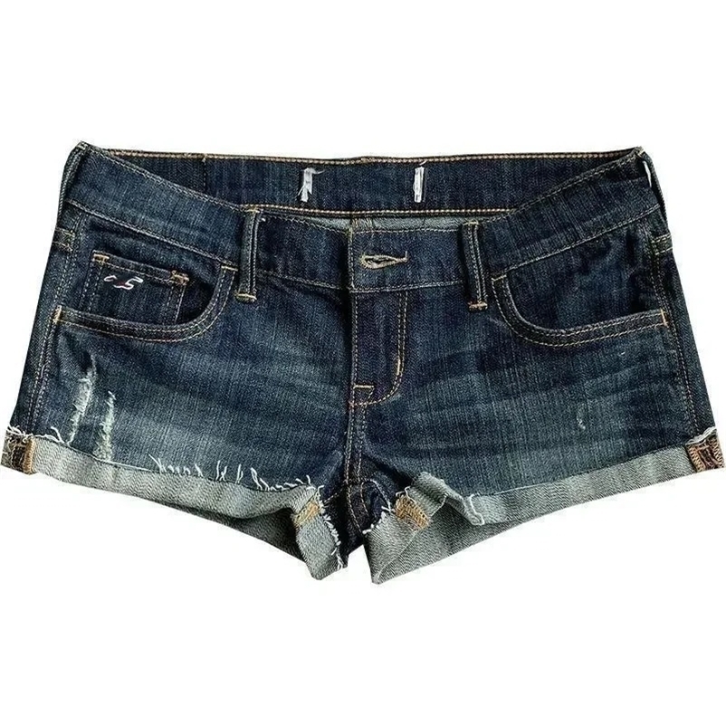 Womens Low Rise Elastic Tight Curled Denim Shorts Summer Girl Street Casual Hip Wrap Sexy Mini Shorts Female 250916