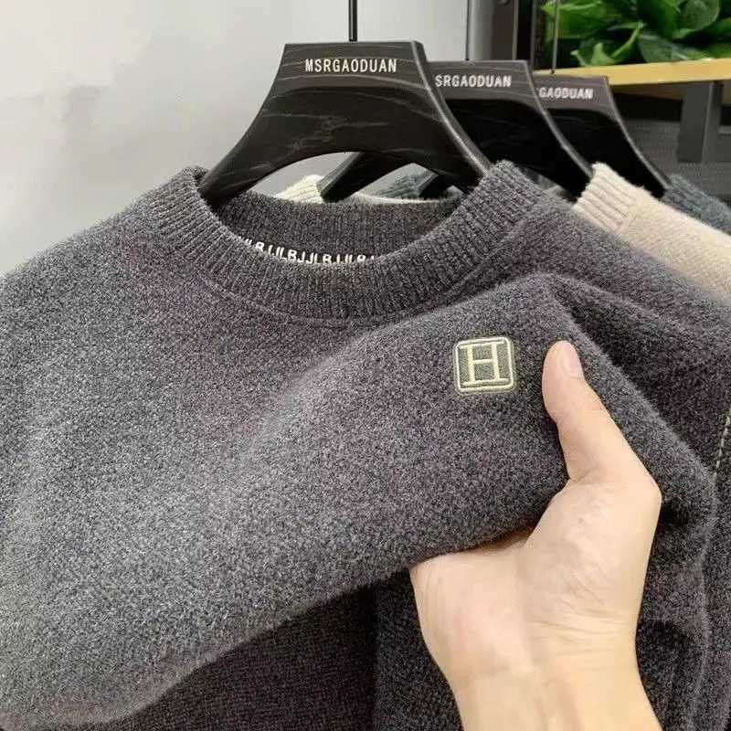 Winter AllinOne Fleece Crew Neck Sweater Mens Thickened Fleece Warm Clothes Chenier Knitted Sweater Pullover Bottom Shirt Z250916